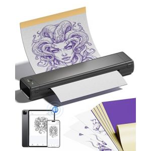 Itari Thermocopieur de Tatouage M08F - Imprimante de Tatouage avec 10 Feuilles de Papier Transfert, Thermocopieur de Tatouage Bluetooth pour Débutants en Tatouage, DIY, Gris (Itari-fr, neuf)