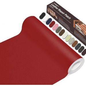 Simili Cuir Autocollant, 20 x 100cm Patch de Réparation en Cuir, Patch Cuir Auto-adhésif Rénovation Pour Siège de Voiture, Meubles, Canapé, Sacs à Main, Vestes, Chaises.(Rouge Vif) (ZR-EU, neuf)