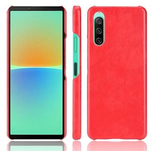 LMFULM&reg; Coque pour Sony Xperia 10 II XQ-AU51 XQ-AU52 (6,0 Pouces) Mince PU Cover &Eacute;tui de Protection PC Dur Housse Arri&egrave;re Rigide Case Litchi Motif Rouge (LMAZWUFULM, neuf)