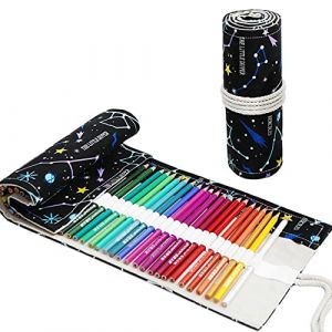 Ouceanwin 72 Trous Sac a Crayon de Toile, Portable Trousses de Crayons de Couleurs Sac Multi-usages, Pochette pour Crayons, Sacs Organiseurs Pour Stylo, Enroulable Pouch pour &eacute;cole (Ouceanwin, neuf)