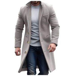 Manteau Homme Hiver Duffle Coat 3/4 Laine Parka Grand Froid Manteaux d'hiver Classe Noir Long en Bouillie Mi Gabardine Court Grande Taille Veste Chaude Chaud Tr&egrave;s Trench pour Redingote Longue Vestes (Jibian, neuf)