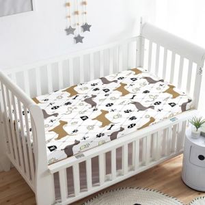 Odot Drap Housse pour Lit de B&eacute;b&eacute;, Teckel Impression Draps Housses Enfants Respirant Douce Extensible Prot&egrave;ge Matelas pour Lit B&eacute;b&eacute;, Berceau, Lit Parapluie (chien chameau,65x95 cm) (Odot, neuf)