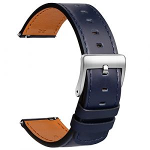 TStrap Bracelet Montre Cuir 20mm - Bracelet de Montre &agrave; D&eacute;gagement Rapide Bleu Doux - Bracelets de Montres de Sport pour Hommes Femmes - Bracelet de Montre Intelligente - 18mm 19mm 21mm 22mm (Loenzo-UK, neuf)