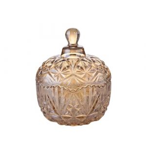 1 bocal à bonbons en verre de cristal de 260 ml avec motif à facettes en diamant et couvercle en cristal – Sucrier, buffet de bonbons de mariage, pot de rangement pour la maison, le bureau, cadeau (Eliafng, neuf)