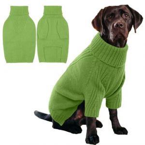 IECOii Pull de Noël pour chien, manches longues, col roulé pour chiens de très grande taille, garçon et fille, tenue pour temps froid, vêtements pour bouledogue anglais pour l'hiver, vert gazon (IECOii, neuf)