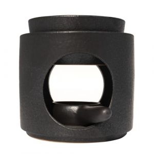Zweipappel Lampe parfum&eacute;e en c&eacute;ramique avec photophore | Lampe aromatique | Diffuseur d'huile parfum&eacute;e et diffuseur de cire parfum&eacute;e | Hauteur x 11 cm &Oslash; 10 cm Bol amovible | Surface rainur&eacute;e | (Noir) (Zweipappel, neuf)