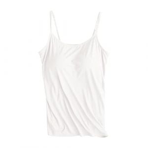 G&eacute;n&eacute;rique Gilet Sans Manche Femme Debardeur Avec Soutien Gorge Integre Haut Chic Et Elegant Blanc Lavable En Machine Sexy Couture T-Shirt Mode Pour Le Sport La Gym Camisole D&eacute;bardeur Top Int&eacute;gr&eacute; (Clumanbbl, neuf)