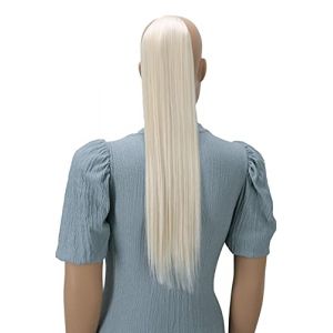 CAISHA 60cm Postiche Avec 2 Rubans Natte Queue De Cheval Extensions De Cheveux Raide Blond Blanc HC4 (PRETTYSHOP, neuf)