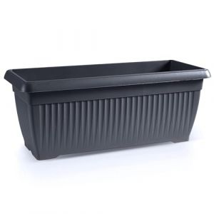 IMJ-Global Jardinière pour plantes Fleurs TERRA H23,8 pour intérieur extérieur Rectangulaire Long Noir 18 Litres 60 x 25,7 x 23,8 cm Design Classique en plastique de balcon Gris Anthracite (IMJ Global, neuf)