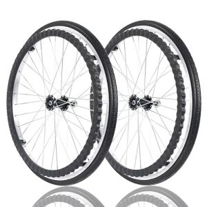 ESOYAWE 1 paire de roulettes pour fauteuil roulant de 61 cm, pneu solide en polyur&eacute;thane antid&eacute;rapant et anti-crevaison, moyeu &agrave; rayons en alliage d'aluminium, roues de rechange pour fauteuil roulant (sdcasterssd, neuf)