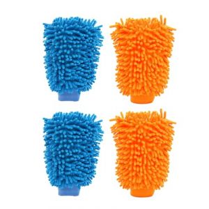 JUKOTA 4 PCS Kit Nettoyage Voiture,Gant Lavage Voiture,Microfibre Gant Nettoyage Voitures,Gants de nettoyage pour lavage de voiture,Produit de polissage pour voiture sans rayures,Doux et souple (CAR PARTS FOR ALL, neuf)