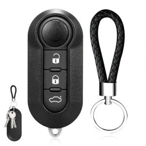 Coque Cle pour Fiat 500,Remplacement Télécommande 3 Boutons Boitier Clé,avec Porte-clés,pour Fiat 500 Brava Bravo Evo Grande Doblo Ducato Panda Punto (Zhou Manman, neuf)
