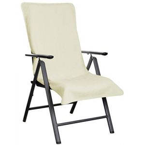 Brandsseller Housse en &Eacute;ponge pour Chaise de Jardin 65x130 cm &ndash; Coussin de Si&egrave;ge d'Ext&eacute;rieur en Coton 100% &ndash; Serviette XL Confortable, Antid&eacute;rapante, Lavable, Certifi&eacute;e Oeko-Tex &ndash; Cr&egrave;me (brandsseller, neuf)