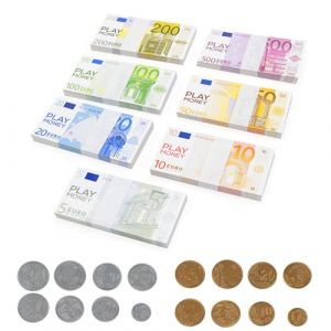 86 Pi&egrave;ces Billets et Pi&egrave;ces d'Argent Factices Euro, Faux Billets Euros Jouets de Shopping pour Enfants, Caisse Enregistreuse Enfants Argent Jouet &Eacute;ducatif , Accessoires de Jeu de R&ocirc;le et F&ecirc;tes (FortisVault, neuf)