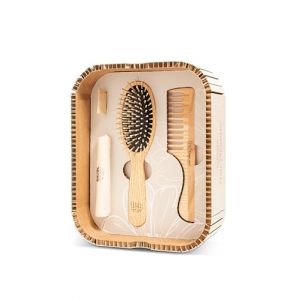 TEK - Hair Pleasure Set, Kit Brosse et Peigne en Bois, Dents de Remplacement Incluses, Kit de Soins Capillaires Naturels et Artisanaux, Idéal pour Les Cheveux Moyens (TEK BRUSHES & COMBS, neuf)
