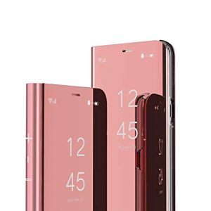 IMEIKONST Huawei P30 Pro Etui Bookstyle Miroir Clair Vue Makeup Smart View Standing Full Body Protecteur Housse Coque Etui &uml;&curren; Rabat Coque pour Huawei P30 Pro Flip Mirror: Rose Gold QH (IMEIKONST, neuf)