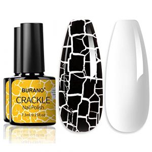 BURANO Vernis à ongles multicolore crack gel, vernis à ongles + vernis à ongles en gel blanc 2 flacons, séchage à l’air requis (Noir) (BURANO Direct, neuf)