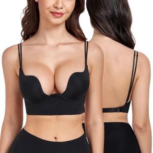 DotVol Soutien-Gorge Femme Dos Nu multidirectionnel Push-up Profonde cuill&egrave;re sous-v&ecirc;tements Noir 85C (Fanze Fashion, neuf)