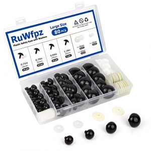 RuWfpz Yeux de Securite Amigurumi Crochet 18-30mm - 4 Tailles Yeux de Sécurité Poupée en Plastique Noir, Oeil Yeux pour Peluche Amigurumi, 80pcs Bouton Yeux a Coudre Animaux (WfpcDirect, neuf)