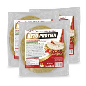 Keto Protein BestDiet - Tortillas de blé avec -35% de glucides en moins que les tortillas conventionnelles, 22% de protéines en plus, 3 paquets de 8 tortillas mexicaines, 320 g (NUEVA DIETETICA, neuf)