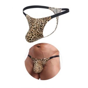 ohyeahlady String Leopard Homme Chic sans Couture Slip Soie Chic Poche Tanga Hot Invisible Grande Taille Mini Slip Taille Basse Coton Mini String De Bain Tenu Hot sous Vetement Sissy Thong L,Leopard (ohyeahlady, neuf)