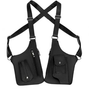Sac antivol pour homme, sac &agrave; bandouli&egrave;re r&eacute;glable, sac &agrave; bandouli&egrave;re antivol multifonctionnel pour homme, harnais antivol r&eacute;glable, double poche d'&eacute;paule, sangle sous les bras en cuir PU, &eacute;tui pour (Duangdangdu, neuf)