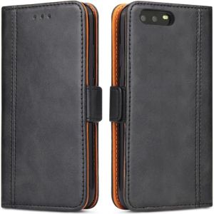 ROJIOJIO Coque pour Huawei P10, Housse en Cuir PU Premium Etui &agrave; Rabat Pochette de Portefeuille, &Eacute;tui de Protection pour Huawei P10, Noir (ROJIOJIO, neuf)