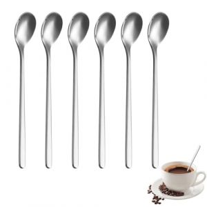 LQUYTA 6 Pi&egrave;ces Cuill&egrave;re &agrave; Caf&eacute; Longue Cuill&egrave;re Cuill&egrave;re &agrave; Cocktail Cuill&egrave;re &agrave; Dessert Cuill&egrave;re &agrave; Glace Cuill&egrave;re &agrave; Caf&eacute; Glac&eacute; 304 Acier Inoxydable Material Lavable en Machine (Longueur 15cm) (CCtunCanton O&Uuml;, neuf)