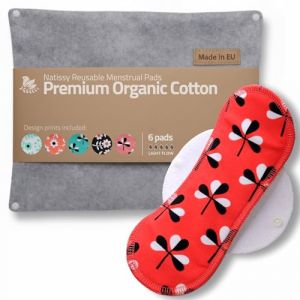 Made in EU - serviettes hygi&eacute;niques lavables ultra douces en coton bio &ndash; lot de 6 (S+M) pour flux l&eacute;ger &ndash; anti-fuite & sans odeur &ndash; lavables &agrave; haute temp&eacute;rature, confort naturel toute la journ&eacute;e (Natissy, neuf)