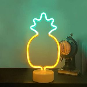 Lumière néon Ananas LED néon - Veilleuse - Fonctionne avec USB/piles - Panneau lumineux avec support de base - Lampe néon pour chambre à coucher, mariage, Noël (ENUOLI LIGHTING, neuf)