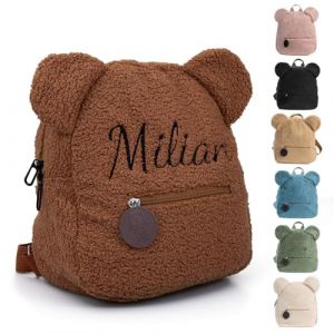 G&eacute;n&eacute;rique Personnalisable Sac a Dos Enfant, Broderie Petit Sac &agrave; Dos Bebe, Cartable Maternelle Fille Garcon, Sac &agrave; Dos Ecole B&eacute;b&eacute; Cr&egrave;che, Sac a Dos Personnalis&eacute; Enfant Prenom (Marron) (HB Personalized Workshop, neuf)