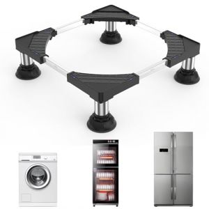 DEWEL Base pour Machine &agrave; Laver, Base R&eacute;glable pour Machine &agrave; Laver pour R&eacute;frig&eacute;rateur, S&egrave;che-Linge et Cong&eacute;lateur, Capacit&eacute; de Charge 300 kg, R&eacute;glable 43-62 cm, 15-18 cm, Noir (cathybaobao, neuf)