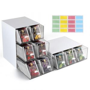 efuturetime 3 Pi&egrave;ces Bo&icirc;te &agrave; Th&eacute; Tiroirs 22,6x16,5x7,7cm, Rangement pour Sachets de Th&eacute; en Plastique Empilable pour Vos Condiments, &Eacute;pices, Caf&eacute; en Dosettes (efuturetime, neuf)