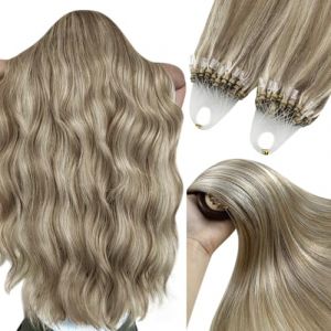 YoungSee Extension Cheveux Micro Ring Brun Clair 20 Pouces 50 cm Extension a Froid Cheveux Naturel Brun Clair Extension Cheveux Lisse Racine Brun Clair Extension Cheveux Naturel Loops 50Brin/50G (YoungSee Europe, neuf)