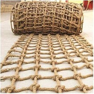 Filet Décoratif en Corde,Filet en Jute et Chanvre Naturel,Corde de Chanvre de 6 mm D'épaisseur,Filet de Protection pour Balcons, Escaliers, Clôtures, Jardins et Aires de Jeu(Size:1.5mx1m(4.9x3.2ft)) (xiansuiyingbaihu, neuf)