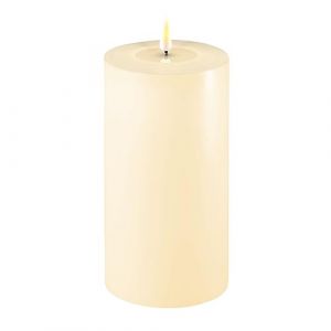 ReWu Deluxe Homeart - Bougie LED d'int&eacute;rieur avec flamme r&eacute;aliste sur un miroir en cire v&eacute;ritable - Lumi&egrave;re blanche chaude - Cr&egrave;me - 10 x 20 cm (ReWu, neuf)