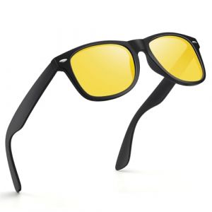 wearPro Lunettes Conduite de Nuit Polaris&eacute;es Lunette Vision Nocturne Pour Hommes et Femmes Ultral&eacute;g&egrave;res R&eacute;tro Jaune Anti-&Eacute;blouissement Unisexes Noir Lunette de Nuit-Noir (wearpro, neuf)