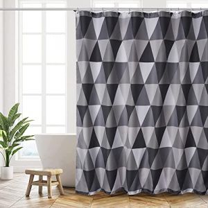 HANFU Rideau Douche, Rideau de Douche 180x180 cm, Rideaux de Douche Polyester Lavable en Machine avec Ourlet Inférieur Lesté et 12 Crochets, Rideau Baignoire pour Salle de Bains, Motif Triangle (Lu Silk Road, neuf)