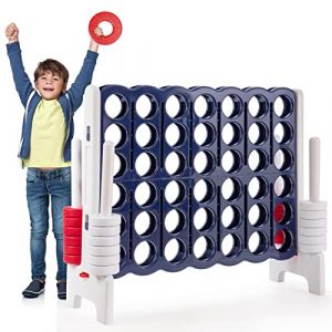 DREAMADE Jeu de Soci&eacute;t&eacute; Puissance 4 G&eacute;ant pour Enfants 120 x 42 x 104CM avec 42 Anneaux, 4 Shots G&eacute;ants avec Levier de R&eacute;initialisation du Jeu, pour R&eacute;unions de Famille (Gris Bleu) (DREAMADE, neuf)