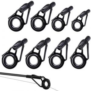 KGDUYC 8pcs Noir Anneau Canne a Peche- Kit De Anneau De Pointe De Canne à Pêche De Remplacement en Acier Inoxydable Accessoire De Pêche pour Les Amateurs De Pêche en Eau Douce Et en Eau Salée (Qertyias OÜ, neuf)