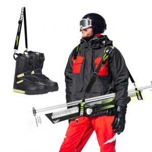 BOOSTEADY Sangle de Transport de Ski et de B&acirc;tons, Porte-&Eacute;paule R&eacute;glable avec Bandouli&egrave;re Rembourr&eacute;e, Sangle de Skis avec Boucle en M&eacute;tal & Crochet Pivotant, Porte-B&acirc;tons de Ski pour Porte-Skis (Boosteady, neuf)