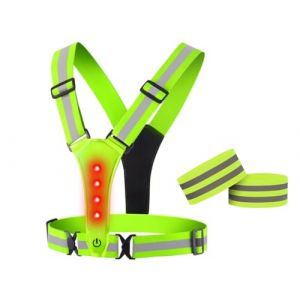 Hitopin Gilet Reflechissant Vélo LED,Gilet Réfléchissant Running, LED Running Vest Gilet,Gilet de Course à LED Gilet Réfléchissant,avec 2 Bracelet Réfléchissant, pour Jogging, Randonnée, Vélo la NUI (ShenzhenShiHaiTuoPinKeJiYouXianGongSi, neuf)