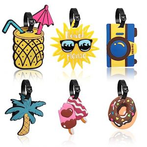PHOGARY 6 Pièce Étiquette Bagage en Pvc pour Valises, Étiquette Valise Colorées Avec Nom, Adresse, Étiquette de Téléphone, pour Femmes Hommes Etiquette Bagages Étiquette de Bagage d'avion, Été (Skowx, neuf)