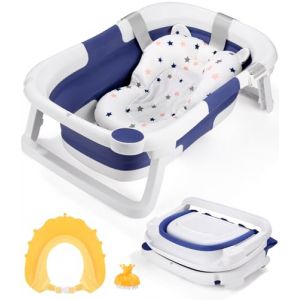 Baignoire Bebe Baignoire Pliable B&eacute;b&eacute; Baignoire Pliante Portable（Bleu）,Avec Oreiller de Baignoire, Bonnet de Bain, Brosse de Douche (BHUJEL  DIDI S.R.L., neuf)