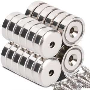 Aenienoe 24 Pi&egrave;ces Aimant a Visser Puissant 10kg Gros Aimant Neodyme Super Puissant Contre-al&eacute;sage avec Manchon en acier,Magnet 20mm (OCEUMAOA, neuf)