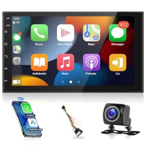 Hodozzy Android Autoradio 2 Din avec Carplay sans Fil Android Auto, Radio Voitures Ecran Tactile 7 Pouces Bluetooth Navigation GPS HiFi FM RDS Radio Lecteur WiFi USB Cam&eacute;ra Recul Double Din Autoradio (Hodozzy Store, neuf)