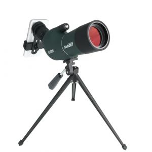 Svbony SV28Plus Longue-Vue avec Trépied, 15-45x50mm avec Adaptateur de Téléphone, BAK4 A5 FMC Rouge Vin, IP65 Imperméable Anti-Brouillard Longue-Vue pour Tir à la Cible, Observation des Oiseaux (RetevisDirect, neuf)