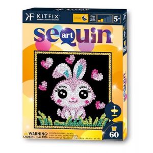 Kitfix - Sequin Art 60-20 x 20 cm- Lapin - Image &agrave; paillettes pour enfants - 20 x 20 cm - Activit&eacute; manuelle de 60 min - Kit de cr&eacute;ation pour enfants &agrave; partir de 5 ans - 2020 (Kitfix, neuf)