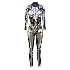 SEAUR Halloween Femme 3D Motif Imprim&eacute; D&eacute;guisement Costume Dames Legging Maigre Halloween Cosplay Combinaison Jumpsuit Costume Carnaval Party XL - Robot 3 (MANDIGLO, neuf)