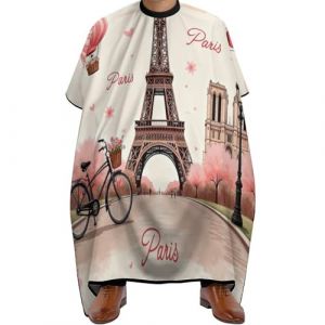 Cape de Barbier Tour Eiffel rose de Paris, Antistatique Capes de Salon de Coiffure nettoyage facile Cape de Coupe pour Adolescents Couper 140X168cm (guangzhouchengzemaoyizhongxingerenduzi, neuf)
